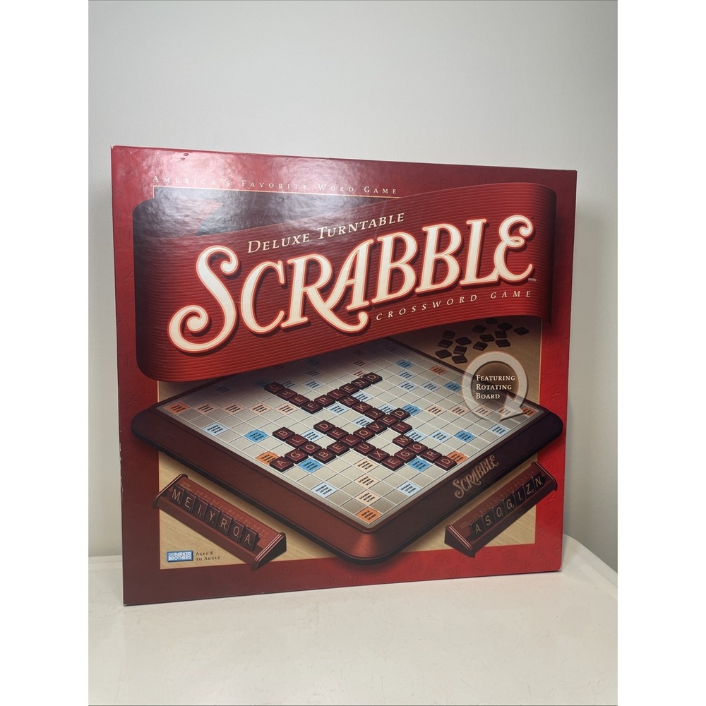Deluxe Turntable Scrabble Crossword Game Complete Rotating Board